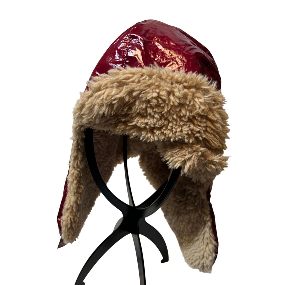 7 A.M. Enfant Polar Hat 200 CH200 Burgundy Faux Fur Trapper‎ Medium 1-2T